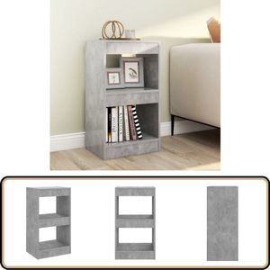 vidaXL Boekenkast/Kamerscherm Betongrijs 40x30x72cm Boekenkast - Boekenplank - Opslagmeubilair - Houten Kast - Grijze Kast