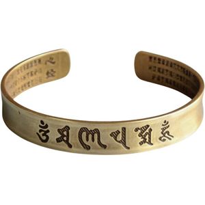 Marama - armband Tibet Messing - unisex - gegraveerde mantra - Boeddhistisch