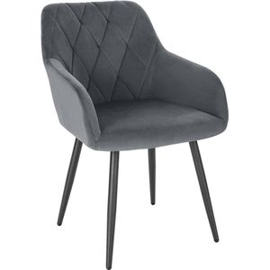 Rootz Velvet Eetkamerstoel - Ergonomische stoel - Comfortabele zit - Luxe fluweel - Stevige metalen poten - 44 cm x 42,5 cm x 46,5 cm