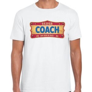 Vintage Super coach cadeau / kado t-shirt wit - voor heren - coaches / trainers / vaderdag - shirt / kleding M