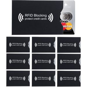 Intirilife 10x RFID-blokkerende beschermhoes in ZWART - 10 stuks RFID-blokkering voor EC-kaarten, bankpassen, creditcards, ID-kaarten - beschermhoes voor creditcards tegen gegevensdiefstal