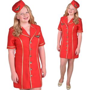 Magic Design Verkleedjurk Stewardess Meisjes Polyester Rood Mt 128