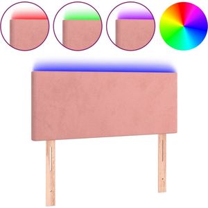 vidaXL - Hoofdbord - LED - 80x5x78/88 - cm - fluweel - roze