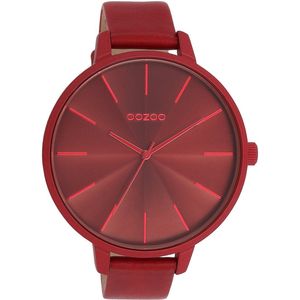 OOZOO Timepieces - Dahlia rood OOZOO horloge met dahlia rood leren band - C11253