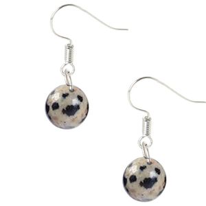 Bixorp Gems Dalmatiër Jaspis Edelstenen Oorbellen - Gespikkelde Dames Oorbellen met Kraaltjes - Edelsteen Oorhangers - Cadeau voor Meisjes & Vrouwen