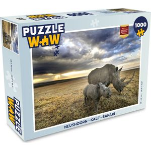 Puzzel Neushoorn - Kalf - Safari - Legpuzzel - Puzzel 1000 stukjes volwassenen