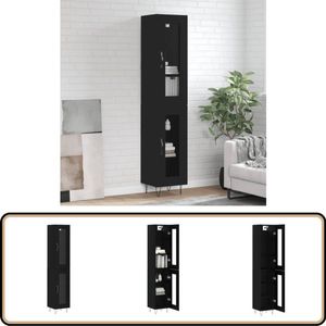 vidaXL Hoge kast 34,5x34x180 cm bewerkt hout zwart
