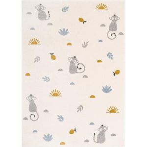 Nattiot - Little Wild Monkey Honing - Vloerkleed Voor Kinder & Babykamer - Tapijt 120 x 170 cm