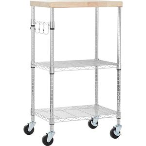 Keukenwagen landhuis, stabiele serveerwagen / Drankentrolley op Wielen - Opbergwagen \kitchen trolley 38 x 53 x 93 cm