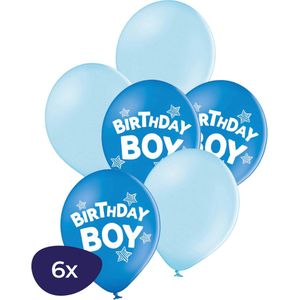 Birthday Boy Ballonnen – Bedrukte Ballonnen - Happy Birthday Ballonnen - Helium Ballonnen - Verjaardag Versiering - Blauwe Ballonnen - 6 Stuks