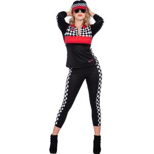 Race girl kostuum zwart - Maat S - Carnavalskostuum Race - Formule 1 racing kostuum dames