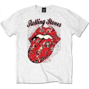 The Rolling Stones - Tattoo Flash Heren T-shirt - M - Wit