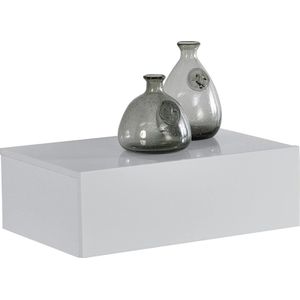 In And OutdoorMatch Wandplank Mckenzie - Met Lade - Zwevend - 46x30x15 cm - Wit Glanzend - Stijlvol Plank