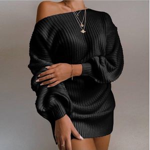 Dames trui - Halflange gebreide trui - Warme trui - Zwart - Maat : XL