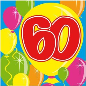 40x 60 jaar leeftijd themafeest servetten Balloons 25 x 25 cm papier - Zestigste/60e verjaardag papieren wegwerp tafeldecoraties