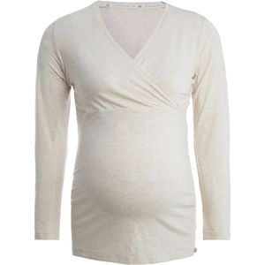 Baby's Only Zwangerschapstop lange mouw Glow - Zwangerschapsshirt gemaakt uit 96% viscose en 4% elastaan - Longsleeve shirt dames met voedingsfunctie - Ecru - XL