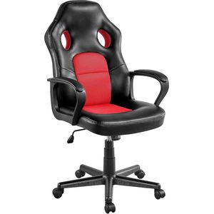 Bureaustoel gamingstoel racingstoel draaistoel managersstoel - rood met verstelbare armleuningen, kunstleer - SGS-gecertificeerd