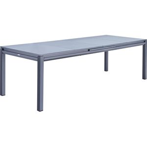NATERIAL - uitschuifbare tuintafel ODYSSEA - uitschuifbare tafel voor 8 tot 10 personen - 256/320x100 cm - eettafel - met glazen blad - aluminium - antraciet