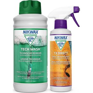 Nikwax Twin Tech Wash Wasmiddel 1L & TX.Direct Spray-On Impregneermiddel 300ml - 2-Pack