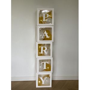 Party versiering dozen - feestversiering - incl. ballonnen goud met wit - verjaardag - decoratie pakket