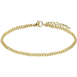 Lucardi Dames Stalen goldplated armband gourmet 3mm - Armband - Staal - Goud - 19 cm
