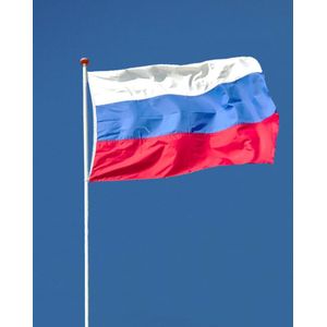 Russische Vlag - Rusland Vlag - 90x150cm - Russia Flag - Originele Kleuren - Sterke Kwaliteit Incl Bevestigingsringen - Hoogmoed Vlaggen