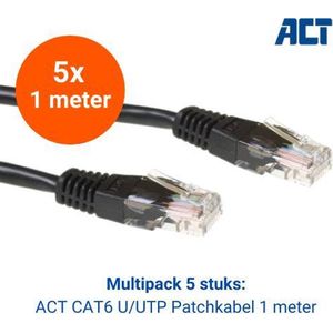 ACT - UTP Kabel Cat 6 – Netwerkkabel 1 meter – Multipack Ethernetkabel 5 stuks