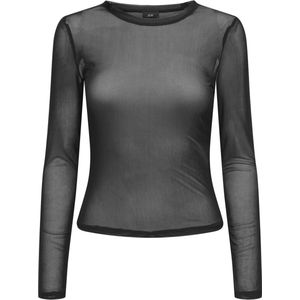 Jacqueline de Yong T-shirt Jdyelsa L/s O-neck Mesh Top Jrs 15303787 Black Dames Maat - M