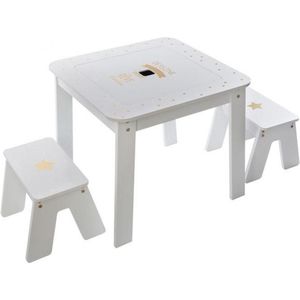 Sphera Kindertafel met 2 krukjes - Wit - 57x57x51 cm