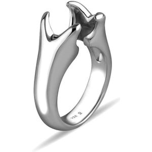 Quiges - 925 Zilver Eligo Ring Gewei voor verwisselbaar 10 mm Bolletje - Maat 20 - NER01320