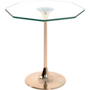 HakuShop Bijzettafel - Goud - Staal & Veiligheidsglas - 10mm dik bovenblad - 55x55x51cm