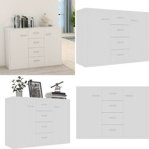 vidaXL Dressoir 88x30x65 cm bewerkt hout wit - Dressoir - Dressoirs - Opbergkast - Opbergkasten