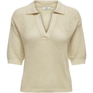 Jacqueline de Yong T-shirt Jdytikka 2/4 Collar V-neck Pull Knt 15325043 Birch Dames Maat - XL