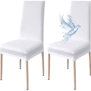 Stoelhoezen Set van 2 Waterdichte Stretch Universele Zachte en Comfortabele Stoelhoezen voor Thuis, Keuken, Bruiloft, Restaurant, Feest, Hotel, Ceremonie, Banket - Wit