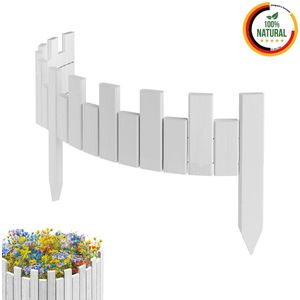 Floranica Flexibele Borderrand Gazonrand Perkrand 100 cm x 15 cm Wit Bloembedrand hout geïmpregneerd Palissade Rolboord Omheining voor tuin