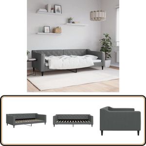 vidaXL Slaapbank - 90x200 cm - Donkergrijs - Stof Slaapbank - Donker Grijs - Stoffen Sofa - Tweepersoons Bed - Daybed