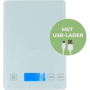 Nimma Keukenweegschaal - Digitaal - USB Oplaadbaar - 1gr tot 5kg - Wit