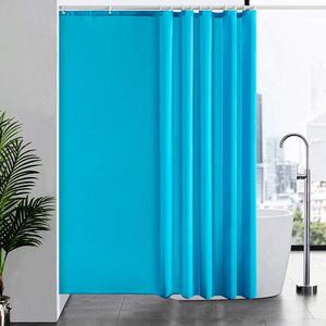 Douchegordijn met extra lengte, badgordijn, anti-schimmel textiel, voor badkuip en douche, gordijn van stof, antibacterieel, wasbaar met 12 douchegordijnringen, aquamarine, extra groot, 200 x 200 cm