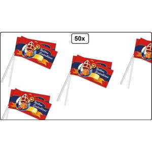 50x Zwaaivlaggetje Sinterklaas - Sint en piet festival thema feest party spanje zwaai vlag