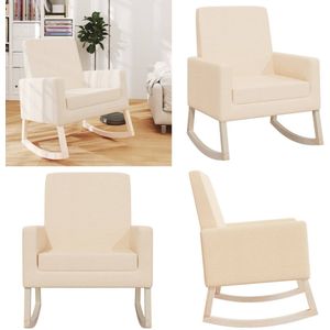 vidaXL Schommelstoel stof crèmekleurig - Schommelstoel - Schommelstoelen - Schommel Stoel - Schommel Stoelen