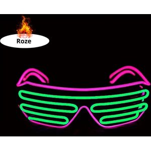 Bovista - Festival Bril - Rave - Space - Techno - Freaky Glasses - Heren - Dames - Zonnebril - Roze + fluorescerend groen