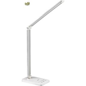 Ortho® - Bureaulamp - Bedlamp - Leeslamp - Nachtlamp - LED - Kleur licht, van Warm Wit tot Daglicht - Dimbaar - Qi draadloos opladen - USB oplaadpoort - Zilverkleurig