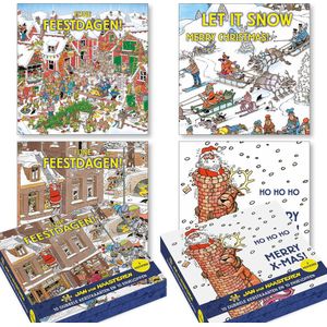 Jan van Haasteren set 3 Boom optuigen-Kerstman valt van dak - Arrenslee-Schoorsteen