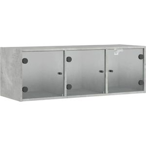 vidaXL-Wandkast-met-glazen-deuren-102x37x35-cm-betongrijs