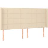 vidaXL - Hoofdbord - met - randen - 163x16x118/128 - cm - stof - crèmekleurig