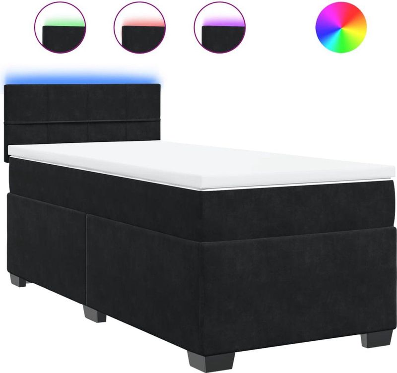vidaXL - Boxspring - met - matras - fluweel - zwartx190 - cm