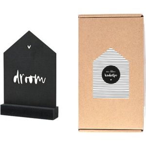 Cadeaupakket: zwart houten huisje met tekst droom - Zoedt