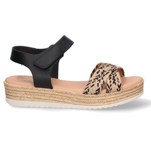 Braqeez 423007-589 Meisjes Platform Sandalen - Zwart/Beige - Leer - Klittenband