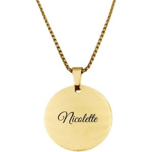 Ketting RVS Met Naam Gravering - Nicolette - Goud - Rond