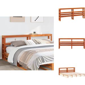 vidaXL Hoofdbord - Hoofdborden - Bed Hoofdbord - Bedhoofdbord - Hoofdbord met schappen 180 cm massief grenenhout wasbruin